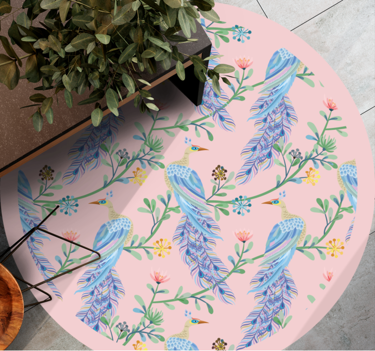 Feathered Botanicals vinyl rug flowers - TenStickers