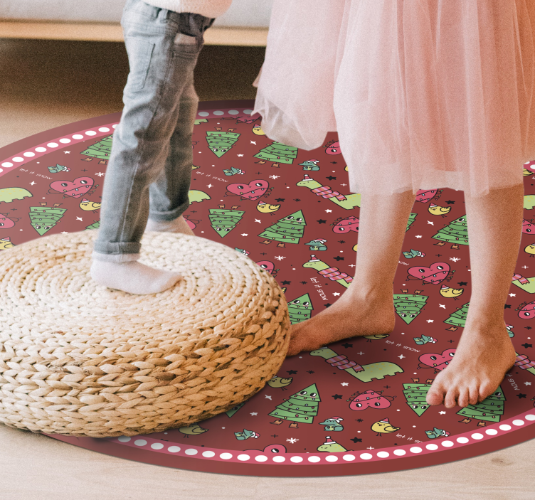 Festive Circular Design christmas vinyl rug - TenStickers