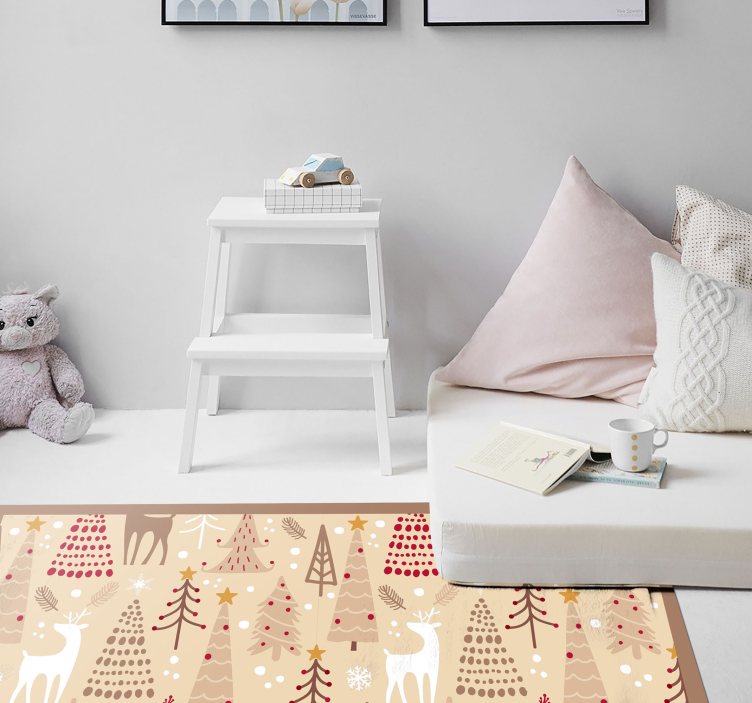 Festive Woodland Scene nordic vinyl rug - TenStickers