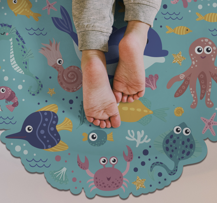 Fish illustrations kids vinyl rug - TenStickers
