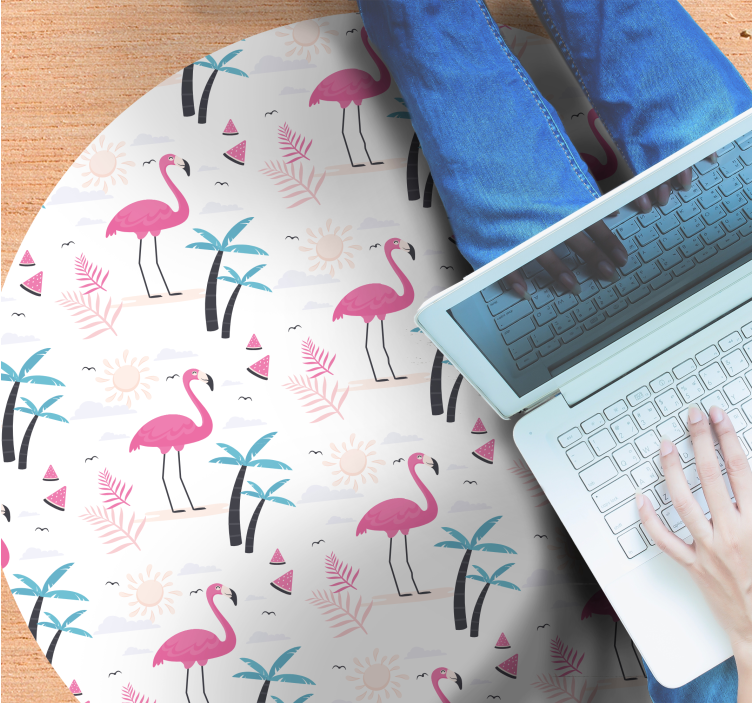 Flamingo tropical scene teenage bedroom vinyl rug - TenStickers
