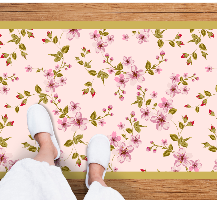 Floral Blossom Motif vinyl rug flowers - TenStickers