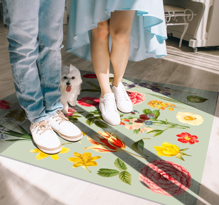 Floral Botanical Collection vinyl rug flowers - TenStickers