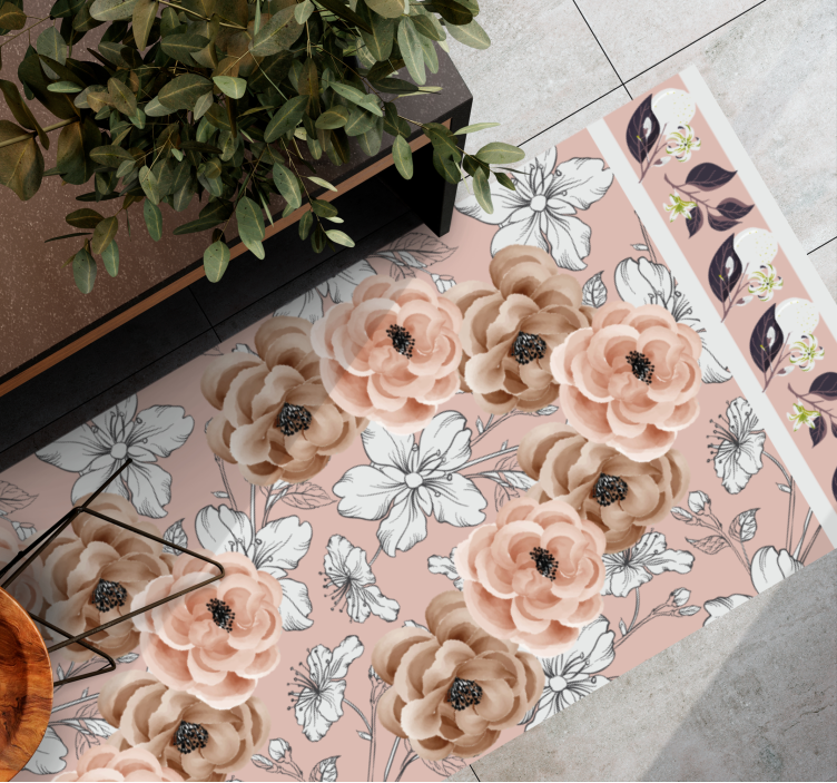 Floral Botanical Elegance vinyl rug flowers - TenStickers