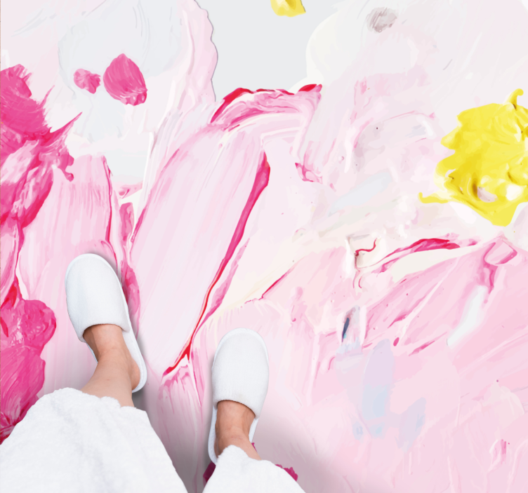 Teenage bedroom vinyl rug in abstract brushstrokes - TenStickers