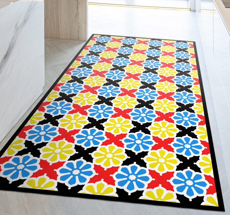 Floral Coloured  tile vinyl rug - TenStickers