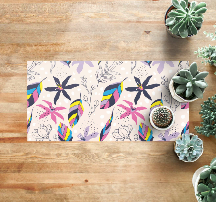 Floral Fantasy vinyl rug flowers - TenStickers