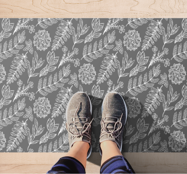 FLORAL FOLIAGE PATTERN vinyl rug flowers - TenStickers