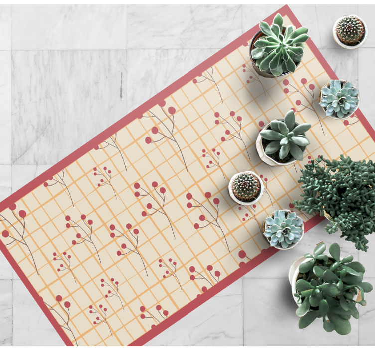 Squarred grid pattern vinyl rug flowers - TenStickers