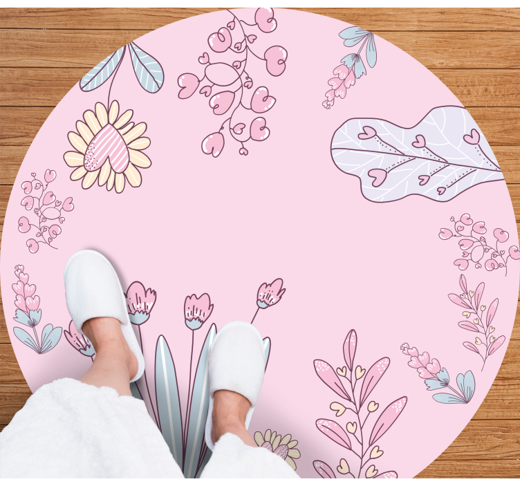 Floral Heart Patterns vinyl rug flowers - TenStickers