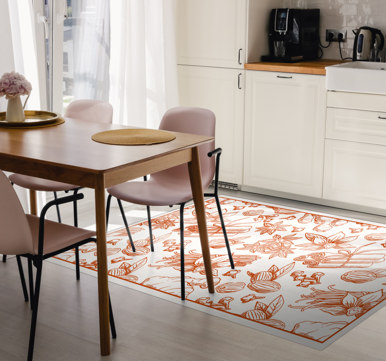 Floral Illustration Design vinyl rug flowers - TenStickers