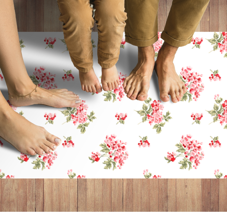 White minimalist design vinyl rug flowers - TenStickers