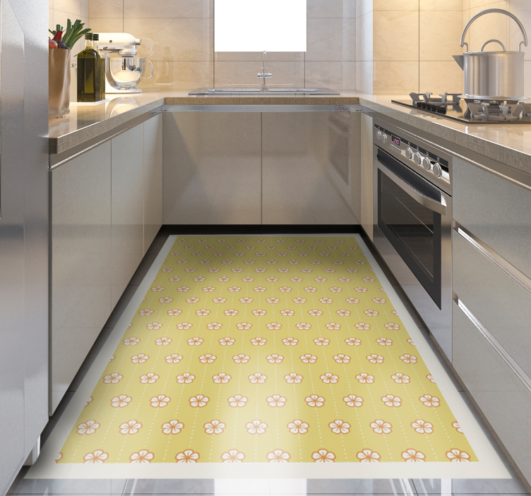 Floral Kitchen Accessory vinyl rug flowers - TenStickers