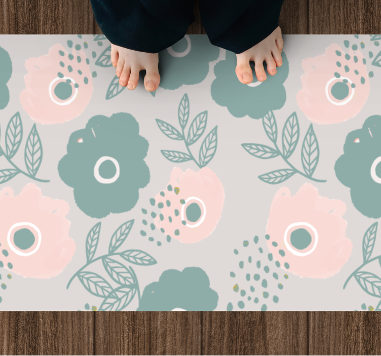 Floral Leaf Element vinyl rug flowers - TenStickers
