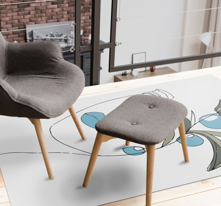 Floral Line Art vinyl rug flowers - TenStickers