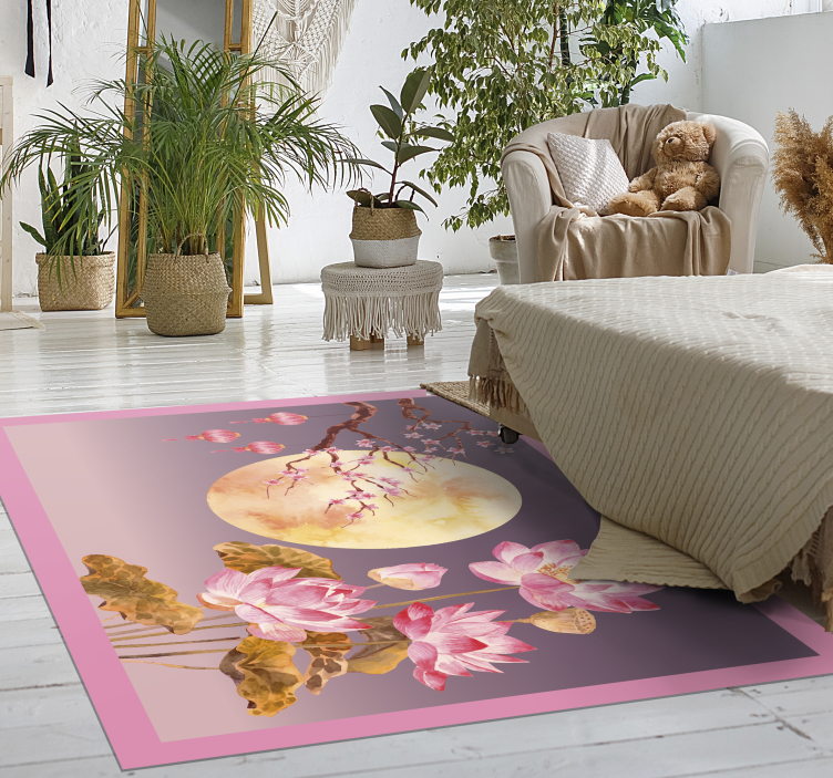Floral Moonlight vinyl rug flowers - TenStickers