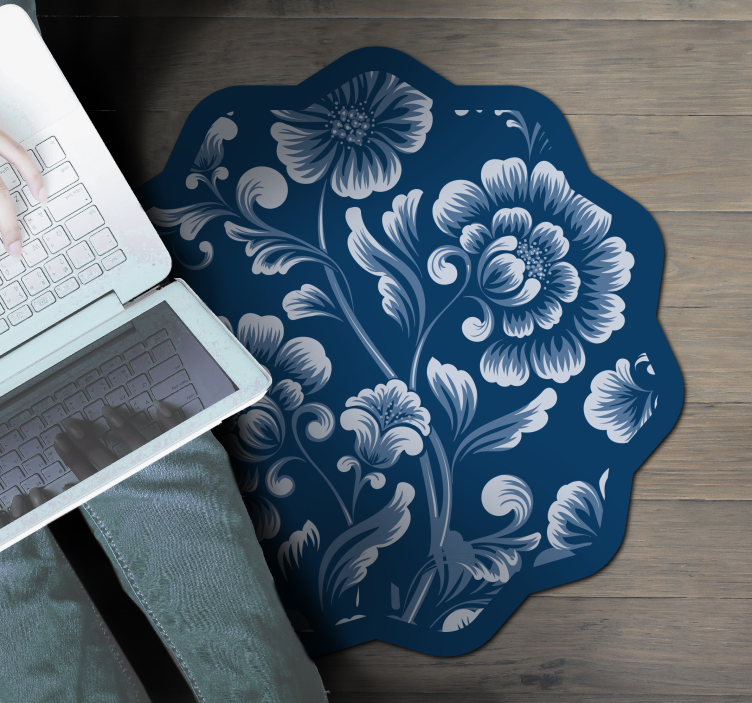 Floral Motif Accent vinyl rug flowers - TenStickers