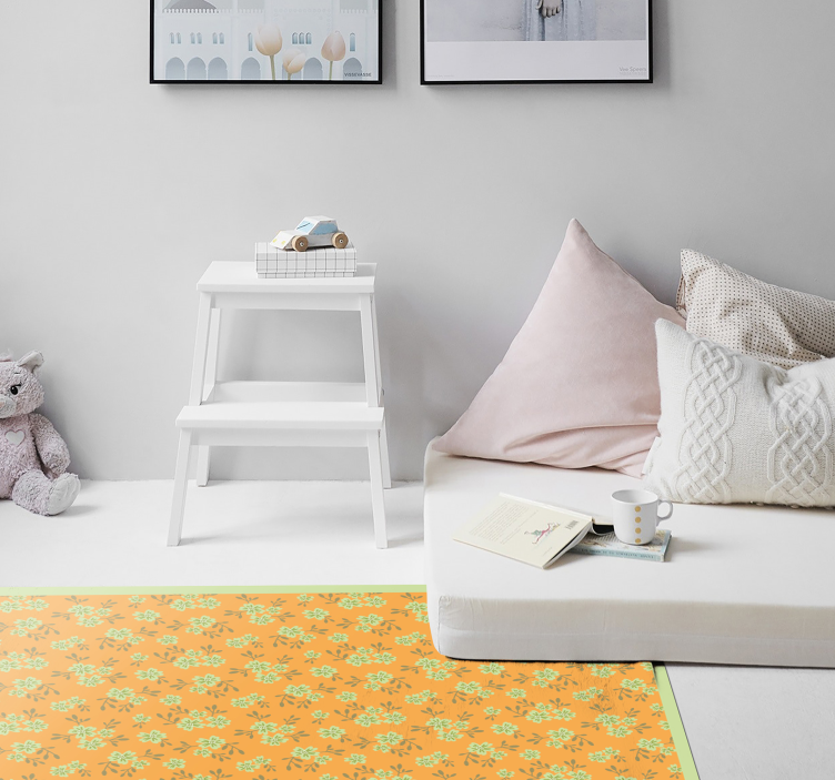 Floral Motif Surface vinyl rug flowers - TenStickers