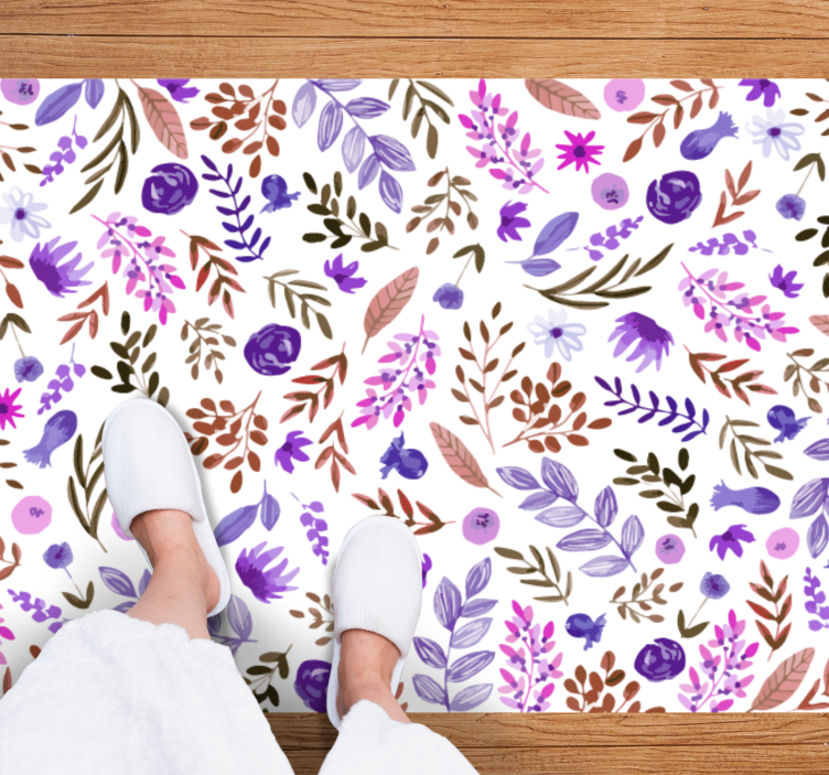 Nature Pattern vinyl rug flowers - TenStickers