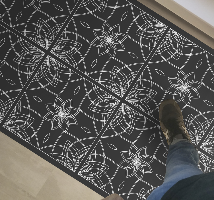 Floral Outline vinyl rug flowers - TenStickers