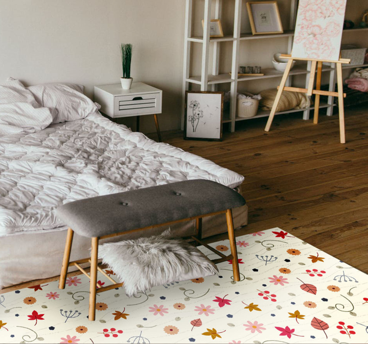 Floral Pattern Accent vinyl rug flowers - TenStickers