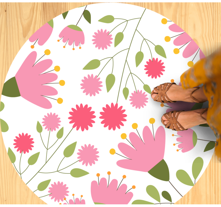 Floral Pattern Delight vinyl rug flowers - TenStickers