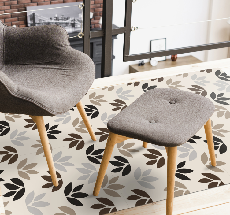 Floral Pattern Theme vinyl rug flowers - TenStickers