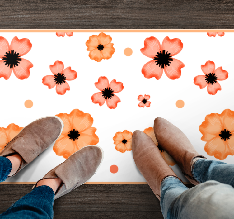 Patterned background vinyl rug flowers - TenStickers