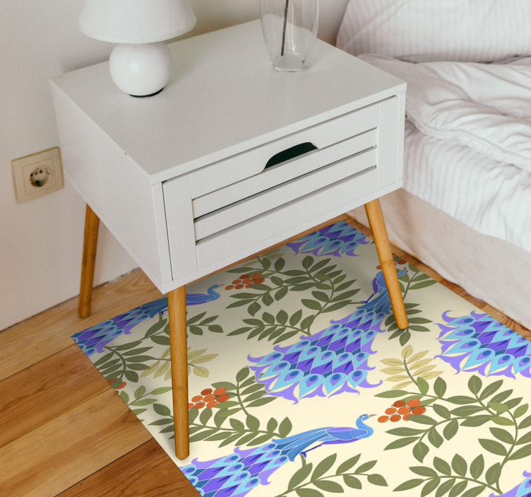 Floral Peacock Theme vinyl rug flowers - TenStickers