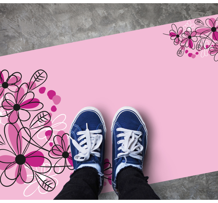 Floral Pink Charm vinyl rug flowers - TenStickers