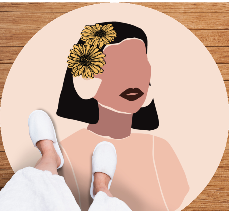 Floral Portrait vinyl rug flowers - TenStickers