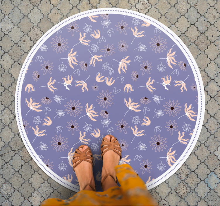Floral Purple Pattern vinyl rug flowers - TenStickers