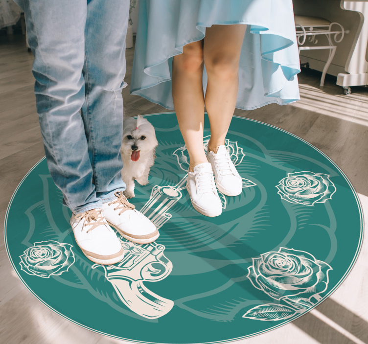 Floral Revolver vinyl rug flowers - TenStickers