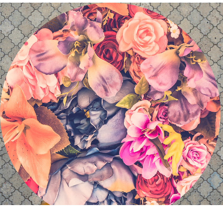 Floral Round Arrangement vinyl rug flowers - TenStickers