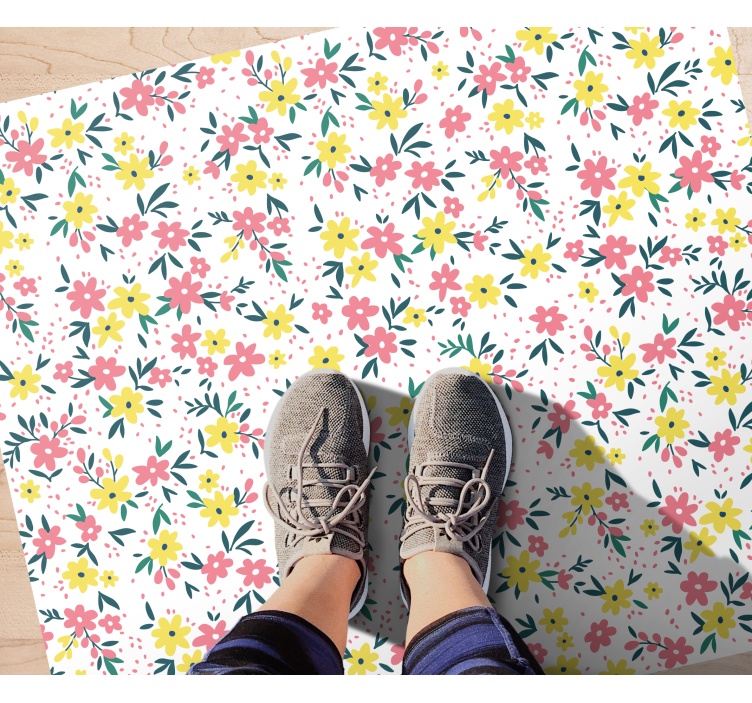 Floral spring canvas floral vinyl rug - TenStickers