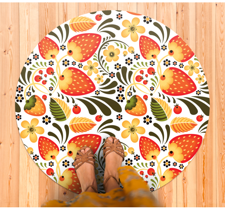 Strawberry Pattern vinyl rug flowers - TenStickers