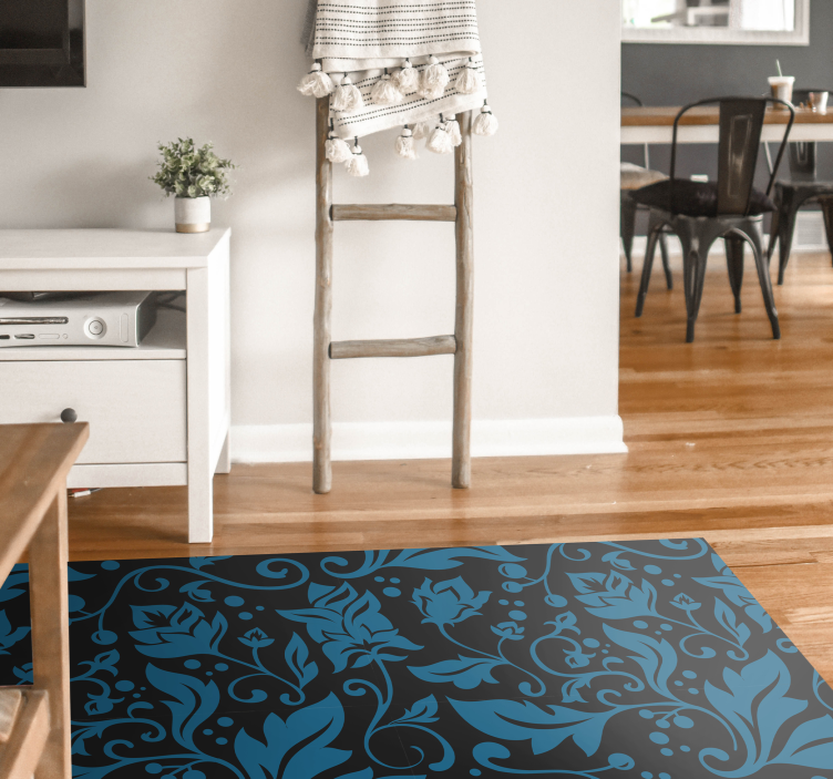 Floral Swirl Motif vinyl rug flowers - TenStickers