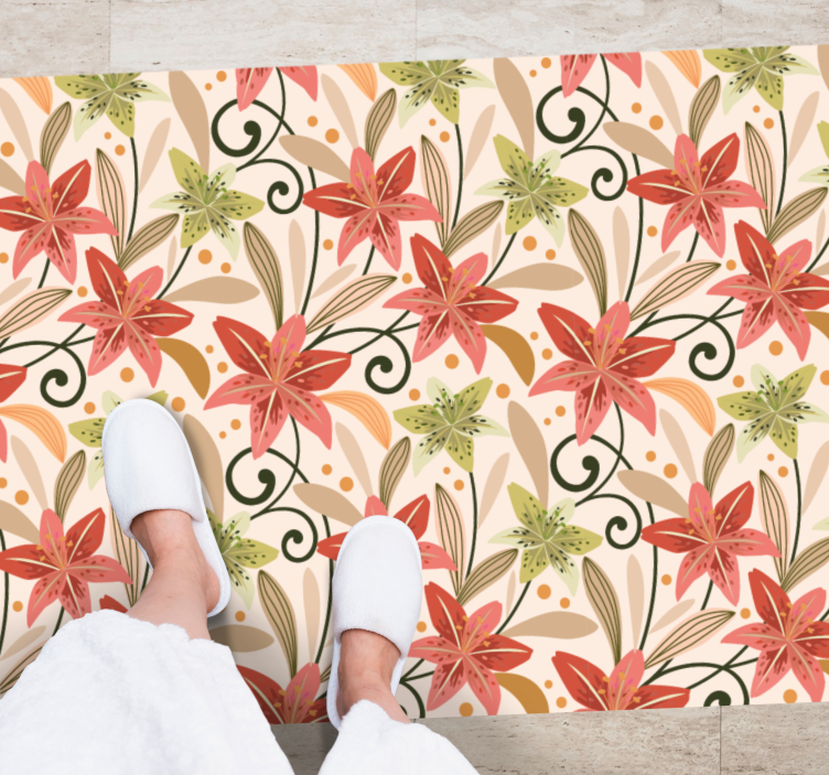 Floral Swirl Pattern vinyl rug flowers - TenStickers