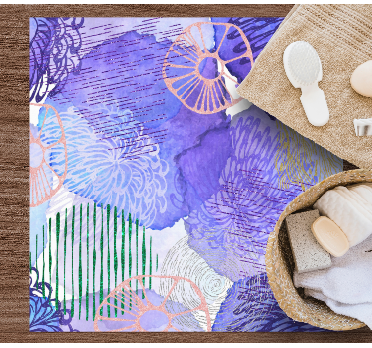 Floral Swirl Patterns vinyl rug bathroom - TenStickers