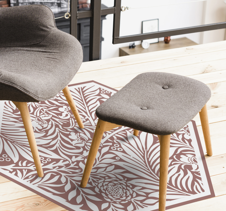 Floral Symmetry Hexagon vinyl rug flowers - TenStickers