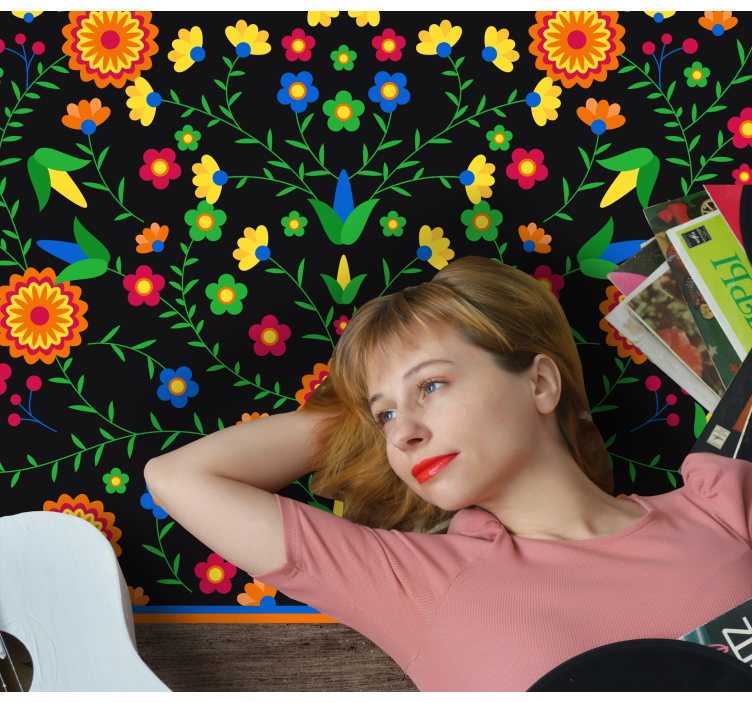 Colors Vibrant Motif vinyl rug flowers - TenStickers