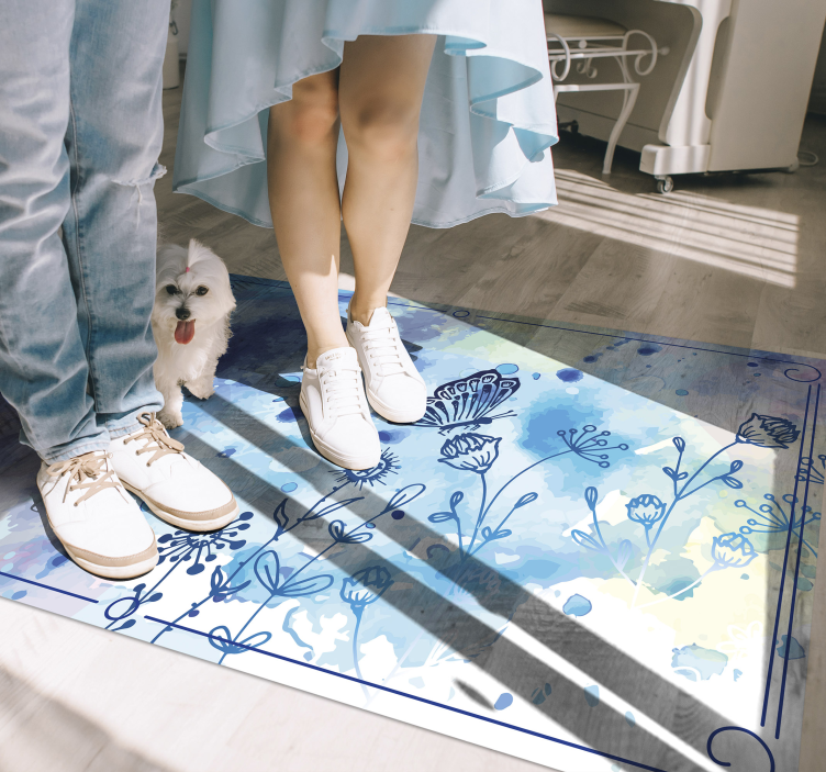 Floral Watercolor Elegance vinyl rug flowers - TenStickers