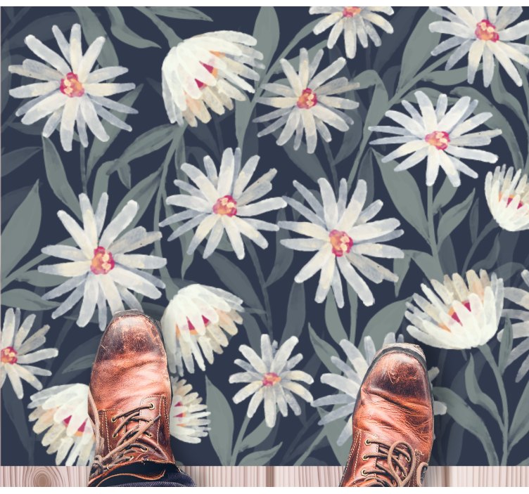 Floral White Daisies vinyl rug flowers - TenStickers
