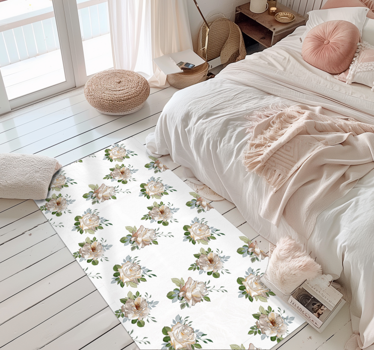 Flowers pattern vinyl rug - TenStickers