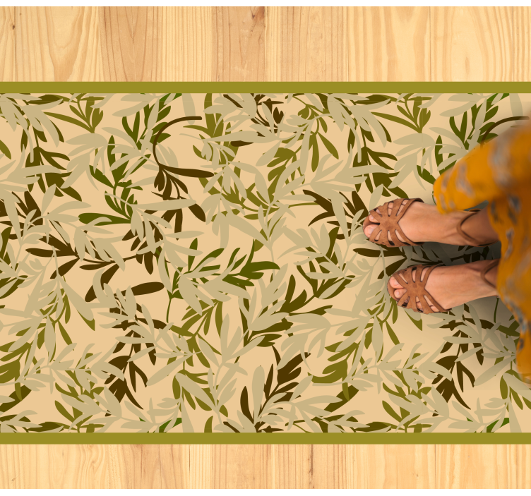 Foliage green motif vinyl rug flowers - TenStickers