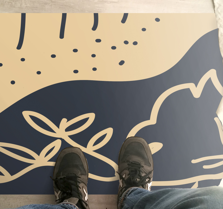 Nature vinyl rug with beige leafy pattern - TenStickers