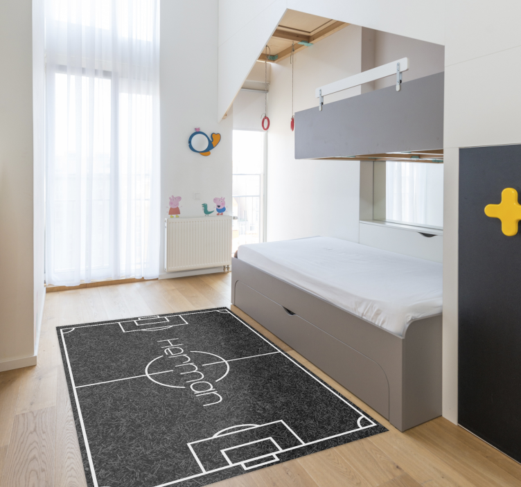 Football pitch with name vinyl rug gaming - TenStickers
