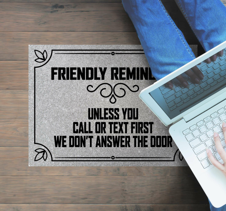 Friendly Reminder Alert custom vinyl rug - TenStickers