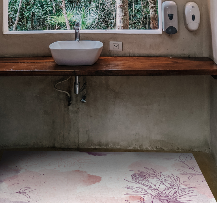 Gentle Blossom Accent vinyl rug flowers - TenStickers