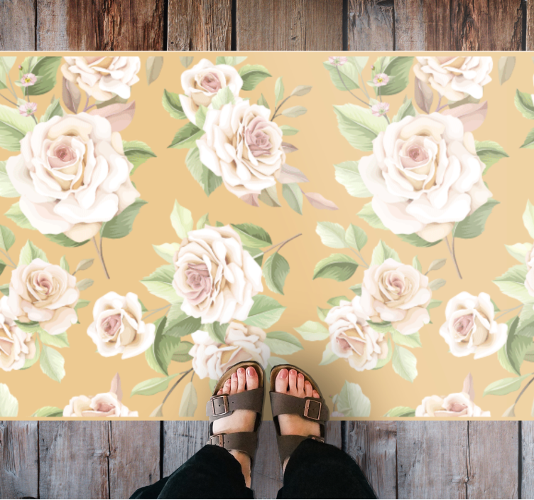 Gentle blossom grace vinyl rug flowers - TenStickers